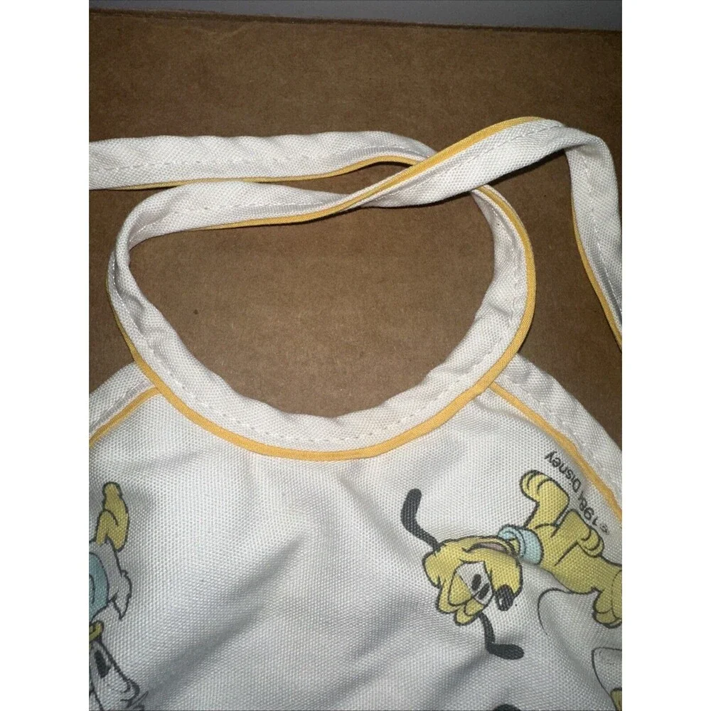 1984 Mickey Mouse Babies Quilted Back Circle Baby Bib - Disney -Made in USA